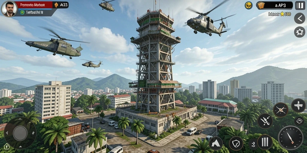 Screenshot menunjukkan serunya gameplay API33 dalam Tower Defense.