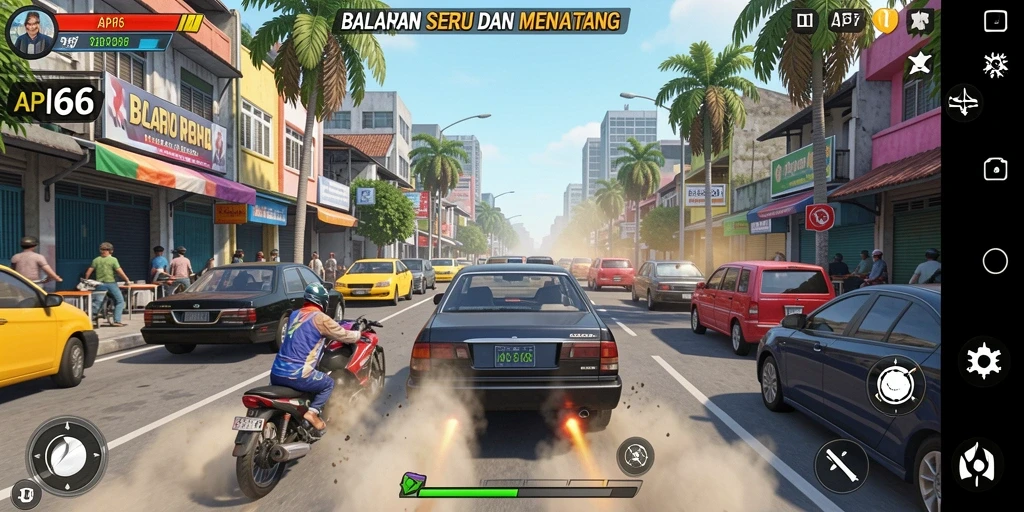 Gameplay intens balapan mobil di API66 dengan grafis memukau.