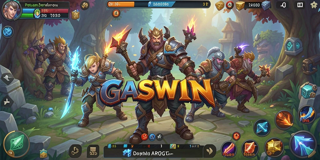 Tampilan gameplay dinamis dalam GASWIN yang menampilkan karakter beraksi.