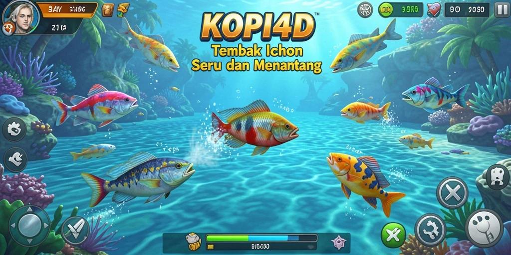 Screenshot gameplay KOPI4D menampilkan aksi menembak ikan yang seru.